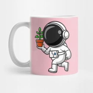 Cute Astronaut Holding Plant In A Pot Cartoon Mug